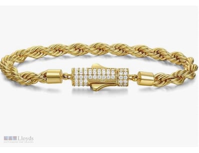 YELLOW GOLD PLATED  STAINLESS STEEL    ROPE BRACEL...