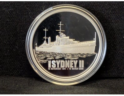 HMAS SYDNEY II COMMEMORATIVE SILVER PROOF COIN 200...