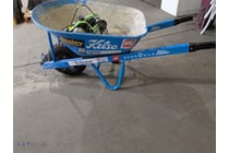 Kelso brand wheelbarrow in blue with dual-wheel