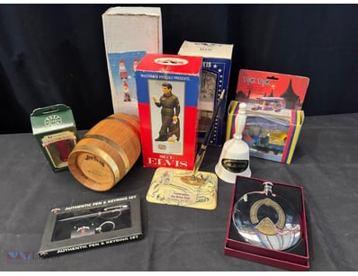 VINTAGE COLLECTIBLES LOT - ELVIS, JIM BEAM, TUK TU...