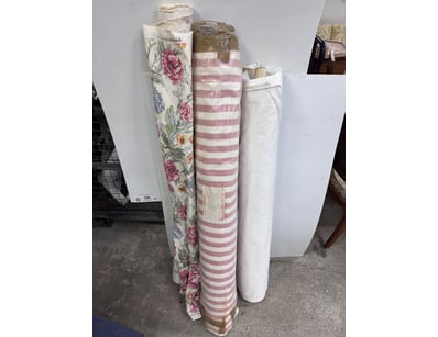Fabric Rolls, White Diamond, Floral, Faded Red and...