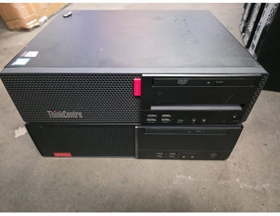 Lot of three Lenovo desktop computers. Includes on...