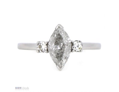 14K WHITE GOLD AND DIAMOND, TRILOGY RING.      

T...