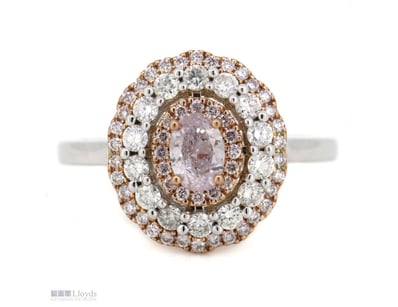 14K WHITE/ROSE GOLD, PINK DIAMOND AND DIAMOND, TRI...