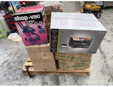 Assorted household items, vacune cleaner, spray bo...
