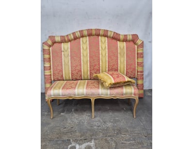 Bed head, pillow and ottoman, red and gold finish....