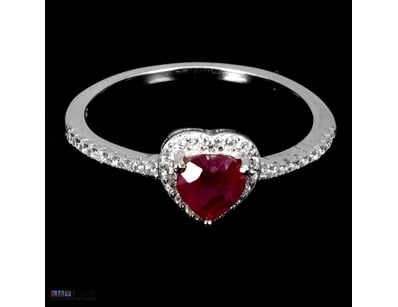 NATURAL BLOOD RED RUBY HEART RING.     

Natural B...