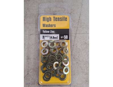 High Tensile, Washers, Yellow Zinc, 3/16" (4.8mm),...