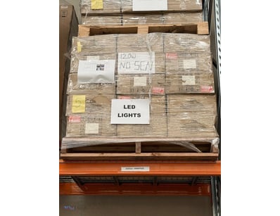 Pallet lot containing LED lighting products, speci...