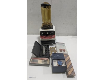 Assorted lot, includes Watch, blender, argyle port...