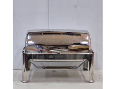 Stainless steel roll-top chafing dish with profess...