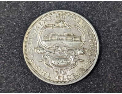 1927 AUSTRALIAN 8 PEARL PARLIAMENT HOUSE FLORIN
...