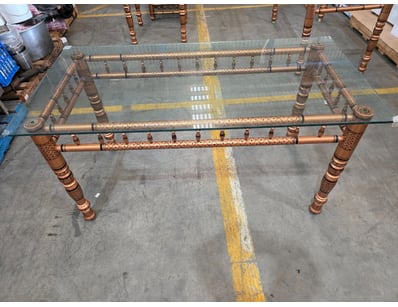 Traditional Indian-style Table with Glass Top

A...
