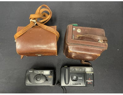 VINTAGE CAMERA COLLECTION WITH LEATHER CASES - FOU...