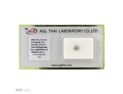 0.862CT CERTIFIED, NATURAL FANCY PINK DIAMOND     ...