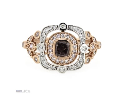 14K ROSE/WHITE GOLD, FANCY PINK DIAMOND AND DIAMON...