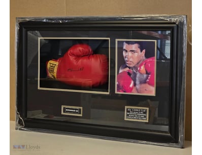MUHAMMAD ALI SIGNED BOXING GLOVE WITH CASSIUS CLAY...