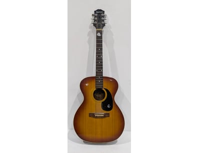 Epiphone acoustic guitar featuring a sunburst fini...