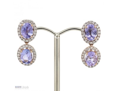 14K ROSE GOLD, TANZANITE AND DIAMOND, HALO DOUBLE ...