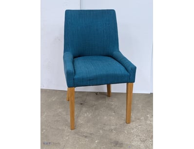 Occasional chair, timber frame, green/blue upholst...