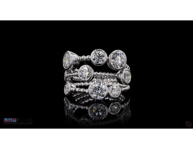 3.86 CT ROUND BEZEL-SET BUBBLE RING IN 18KT WHITE ...