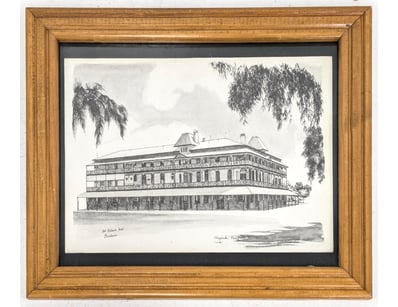PEN AND INK ARCHITECTURAL DRAWING OF OLD BELLERUE ...
