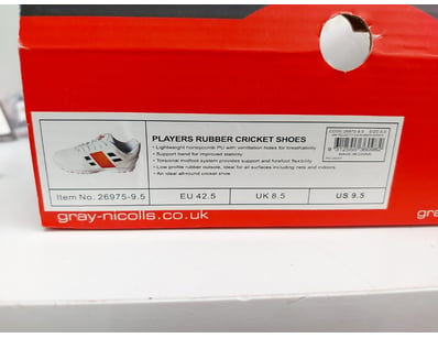 Players Rubber Cricket Shoes, Size UK 8.5 (EU 42.5...