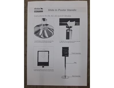 Slide In Poster Stands, 3 Peices Per Set, 2 x Sets...