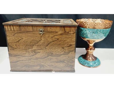 PERSIAN FIROOZEH KOOBI (TURQUOISE INLAY) PEDESTAL ...