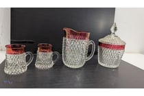 Indiana Glass Diamond Point Ruby Flash