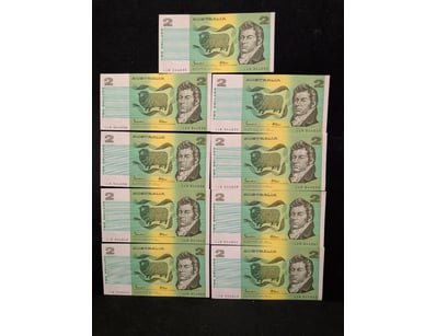 AUSTRALIAN $2 NOTES - SEQUENTIAL SERIES COLLECTION...