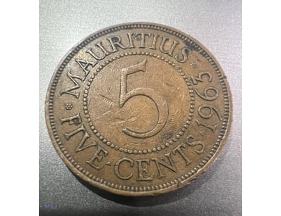 1963-MAURITIUS FIVE CENTS COPPER-QUEEN ELIZABETH-K...