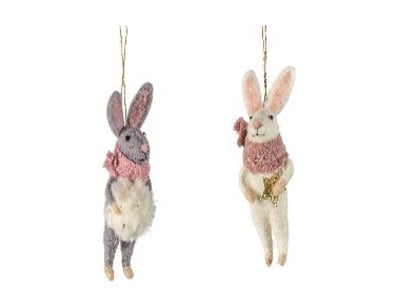RRP: $59.95, Winter Hares Grey & Blush (Set of 2) ...