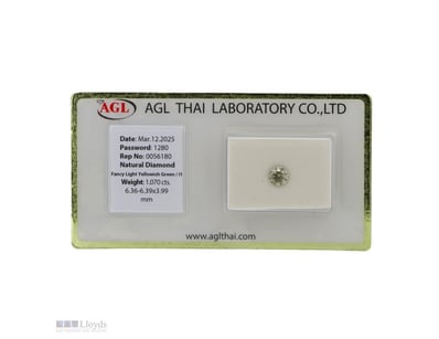 1.07CT CERTIFIED, NATURAL YELLOW/GREEN DIAMOND    ...