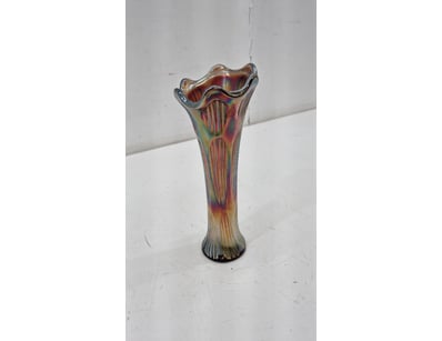 CARNIVAL GLASS VASE WITH RUFFLED RIM CIRCA 1920S
...