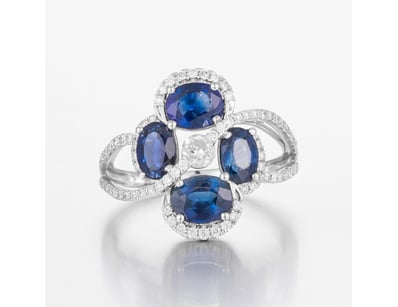 14CT WHITE GOLD AUSTRALIAN SAPPHIRE AND DIAMOND ST...