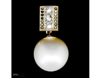 14K YELLOW GOLD, WHITE CULTURED SOUTH SEA PEARL AN...