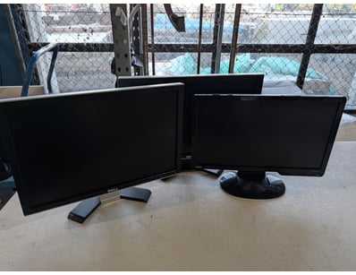 Lot of three computer monitors, various models.
...