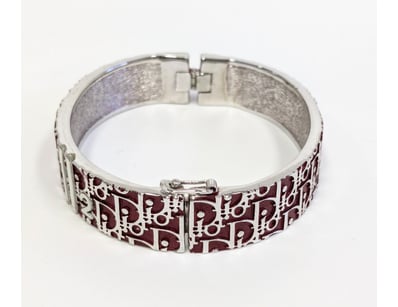 VINTAGE DIOR MONOGRAM HINGED BANGLE BRACELET IN SI...