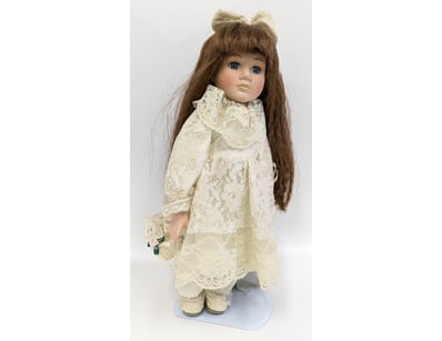 SOFT EXPRESSIONS PORCELAIN COLLECTIBLE DOLL WITH C...
