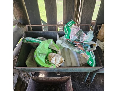 Feeding trough, metal construction, includes feed ...