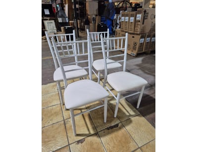 Dining chair, white aluminum frame with pale pink ...