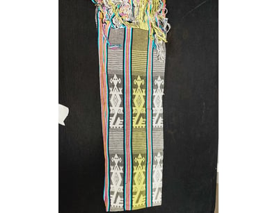 VINTAGE WOVEN TEXTILE RIBBONS WITH INDIGENOUS GEOM...