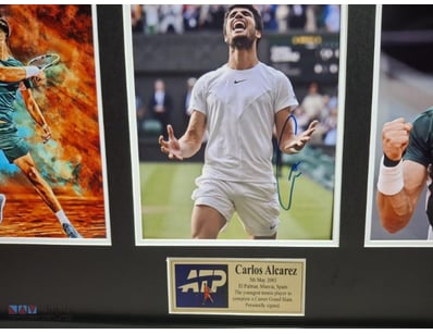 CARLOS ALCAREZ SIGNED & FRAMED TENNIS PIECE

Carlo...