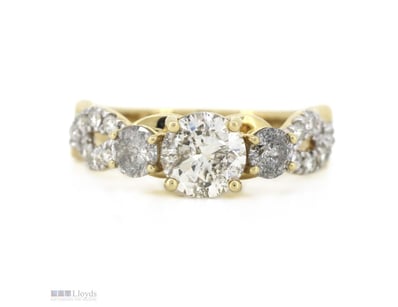 14K YELLOW GOLD AND DIAMOND, TRILOGY TWIST BAND RI...