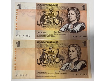 AUSTRALIAN ONE DOLLAR NOTES - JOHNSTON/STONE SIGNA...