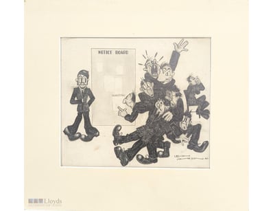 VINTAGE OFFICE CARTOON ILLUSTRATION - NOTICE BOARD...