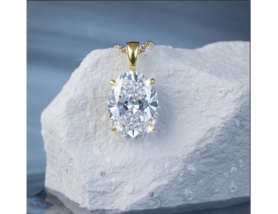 14K YELLOW GOLD 1.57CT D - VS1 LAB GROWN OVAL PEND...