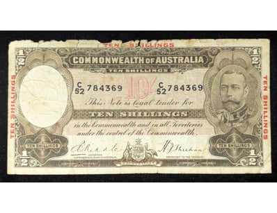 COMMONWEALTH OF AUSTRALIA TEN SHILLINGS BANKNOTE
...