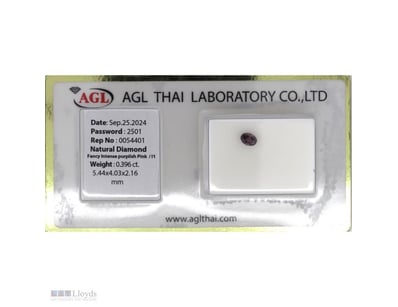 0.396CT CERTIFIED, NATURAL FANCY PURPLE/PINK NATUR...
